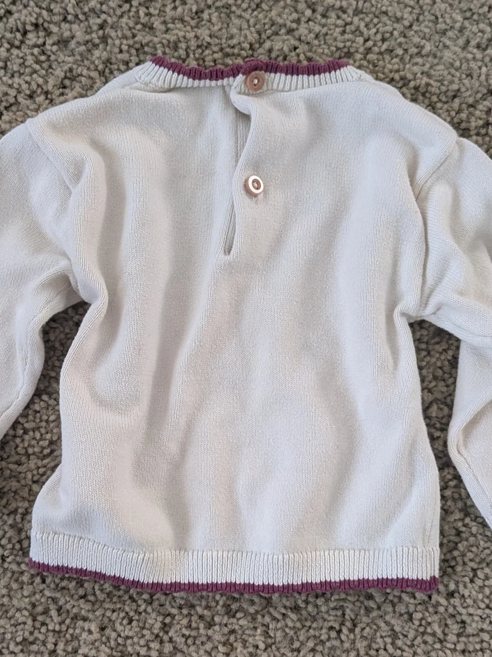 Cream Knit Sweater Set with Purple Bear Graphic